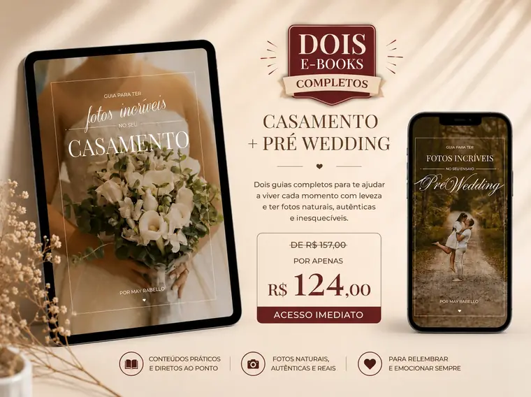 Mockup do combo digital de guias de casamento e pré-wedding