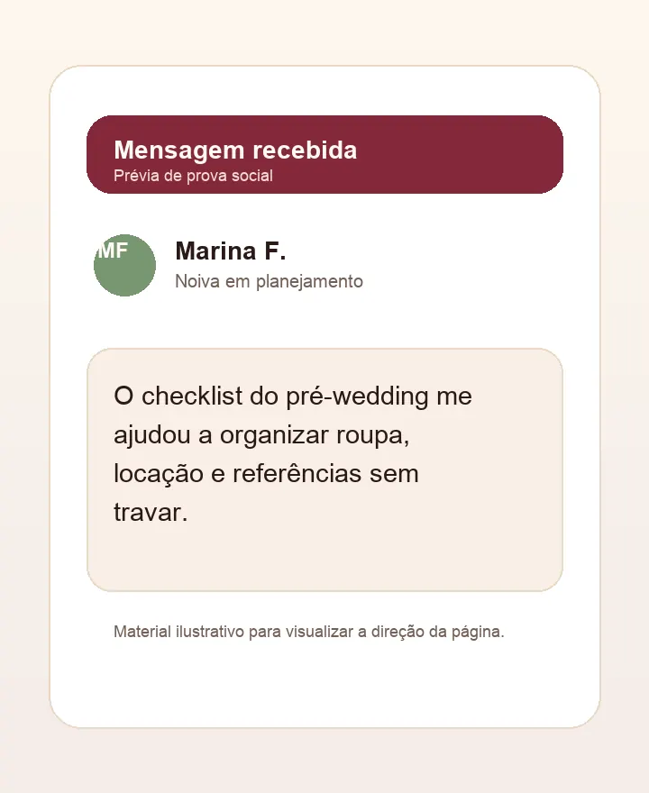 Prévia de depoimento sobre pré-wedding