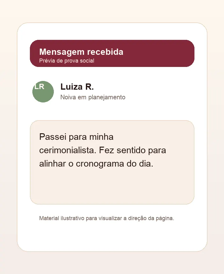Prévia de depoimento sobre cerimonial