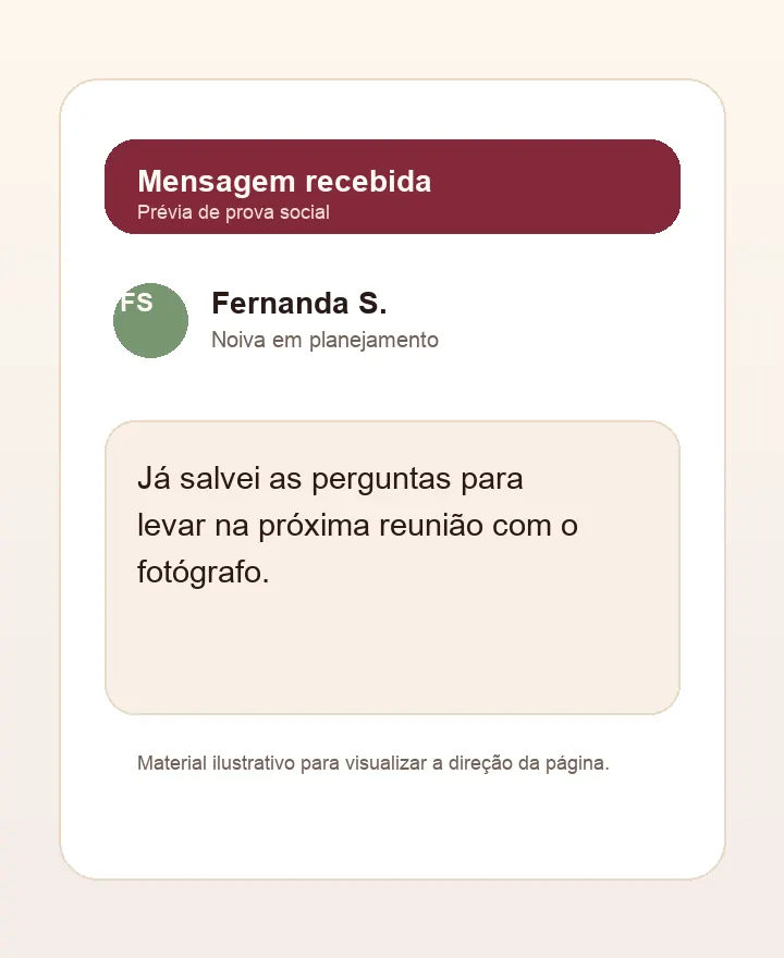 Prévia de depoimento sobre reunião com fotógrafo